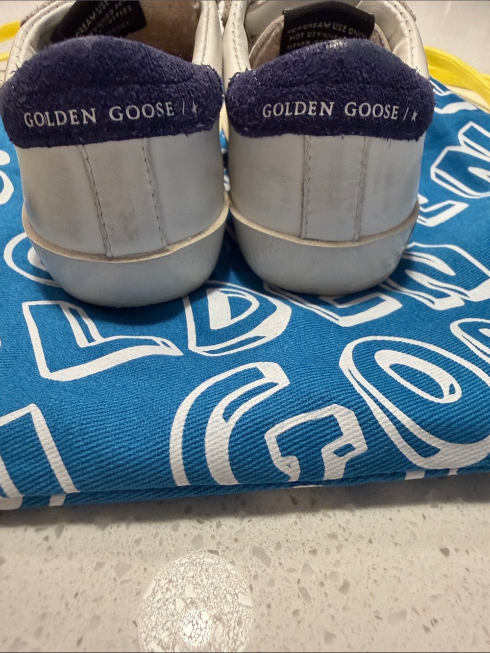 Golden Goose Kids White Sneakers with Navy Star & Heel - Picture 4 of 6